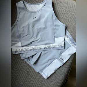 Nike Light Blue Dri-FIT Athletic Bra & Shorts Set